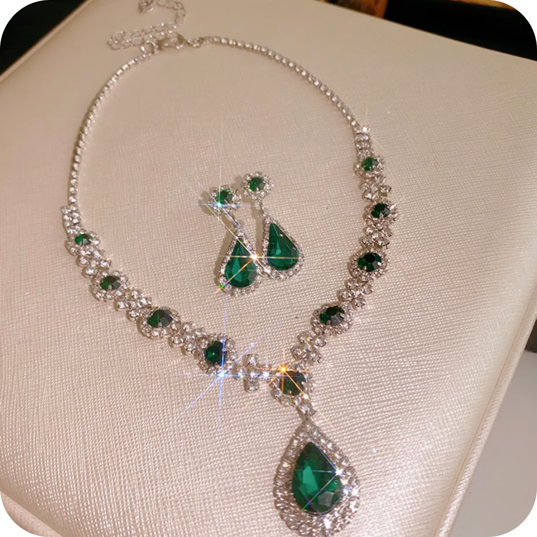 Asha Crystal - Crafted Gemstone Necklace Earring Set For Women