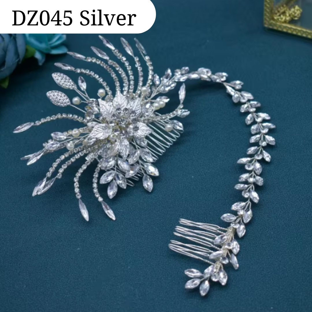 Silver Bridal Hair Piece Shinny Wedding Headbands Tiaras Handmade Wedding Hair Accessories