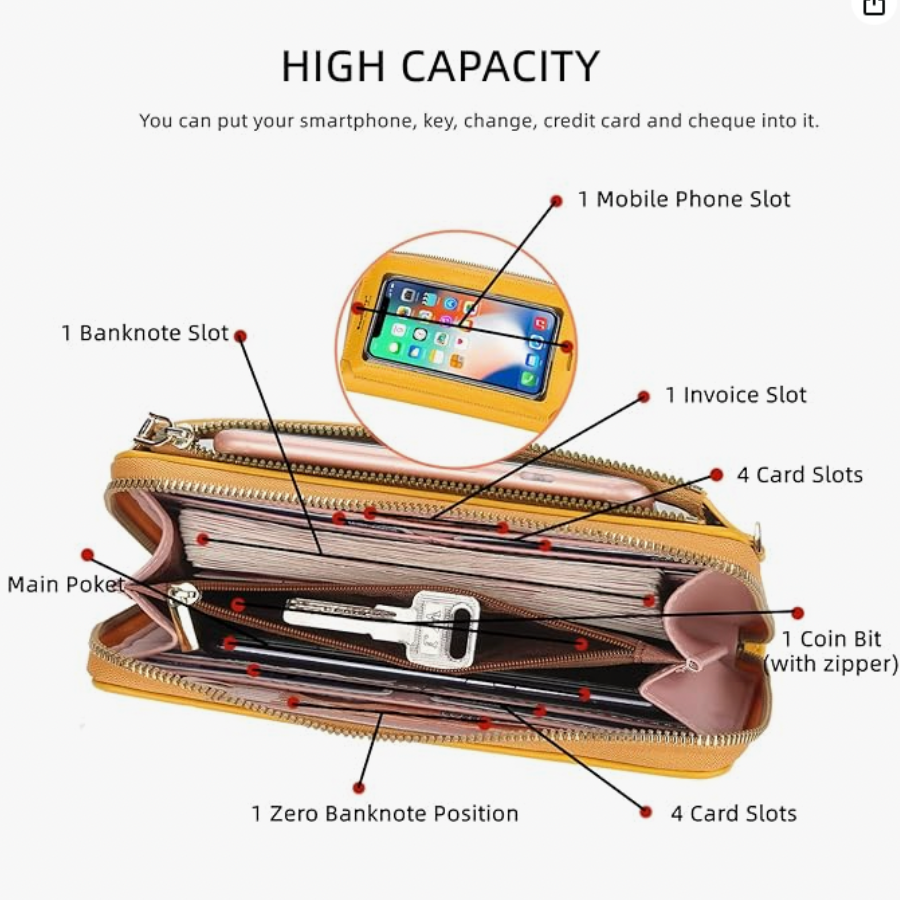 Daisy Bag - Touch Screen Waterproof Leather Crossbody Phone Bag for iPhone, Galaxy & Other