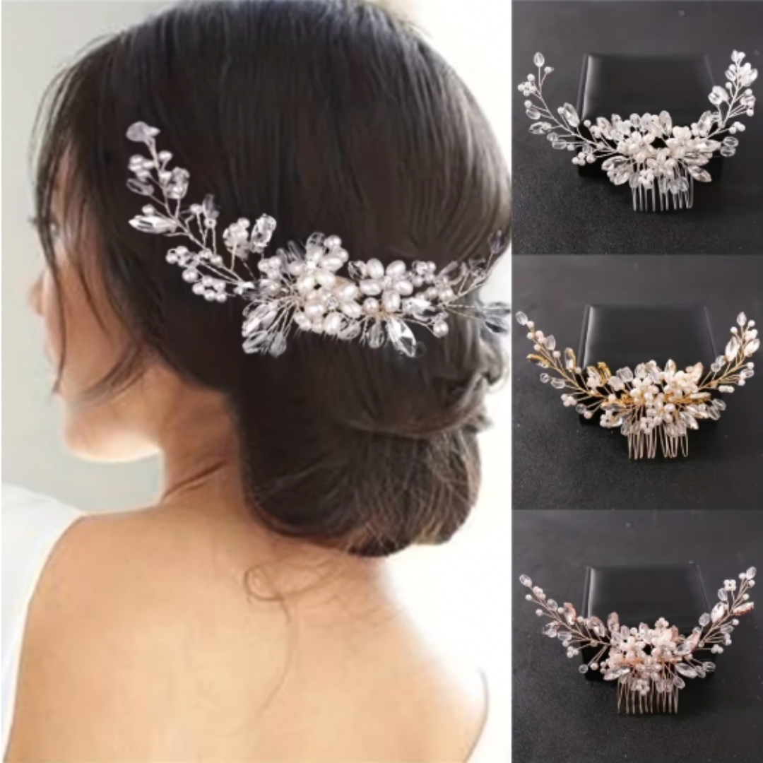 Crystal Rhinestone Flower Pearl Hair Comb Bridal Headband Tiara Hairpin Party Wedding Bridal Hair Accessories Jewelry