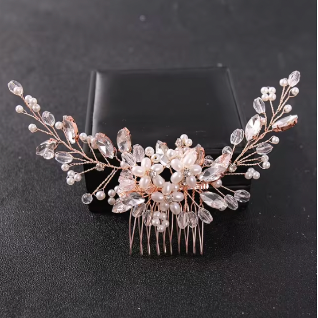 Crystal Rhinestone Flower Pearl Hair Comb Bridal Headband Tiara Hairpin Party Wedding Bridal Hair Accessories Jewelry