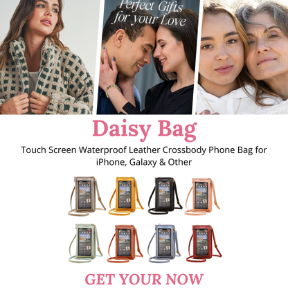 Daisy Bag - Touch Screen Waterproof Leather Crossbody Phone Bag for iPhone, Galaxy & Other