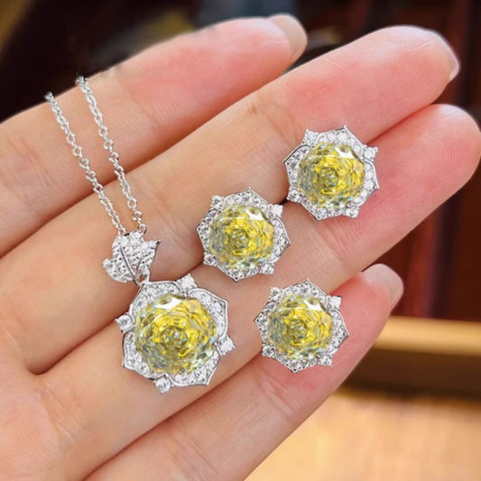 Crystal Purity Luxury Jewelry Set – Elegant Necklace, Earrings & Ring for Women