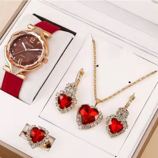 Anatasia Luxury Set - Jewelry Sets For Women Wrist Watch/ Earrings/ Ring/ Pendant