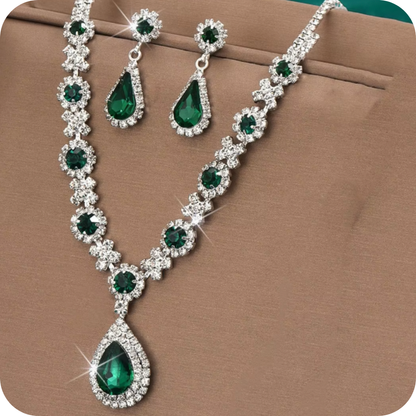 Asha Crystal - Crafted Gemstone Necklace Earring Set For Women