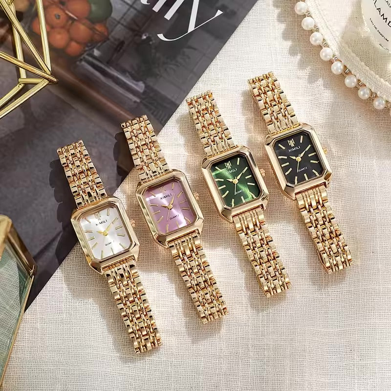 Stainless Steel Strap Watch Women Luxury Gift Quartz Wristwatch Student Fashion Simple Square Quartz Watches
