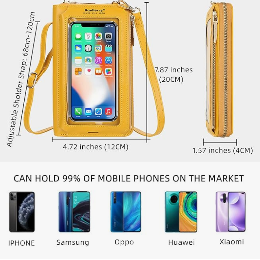 Daisy Bag - Touch Screen Waterproof Leather Crossbody Phone Bag for iPhone, Galaxy & Other