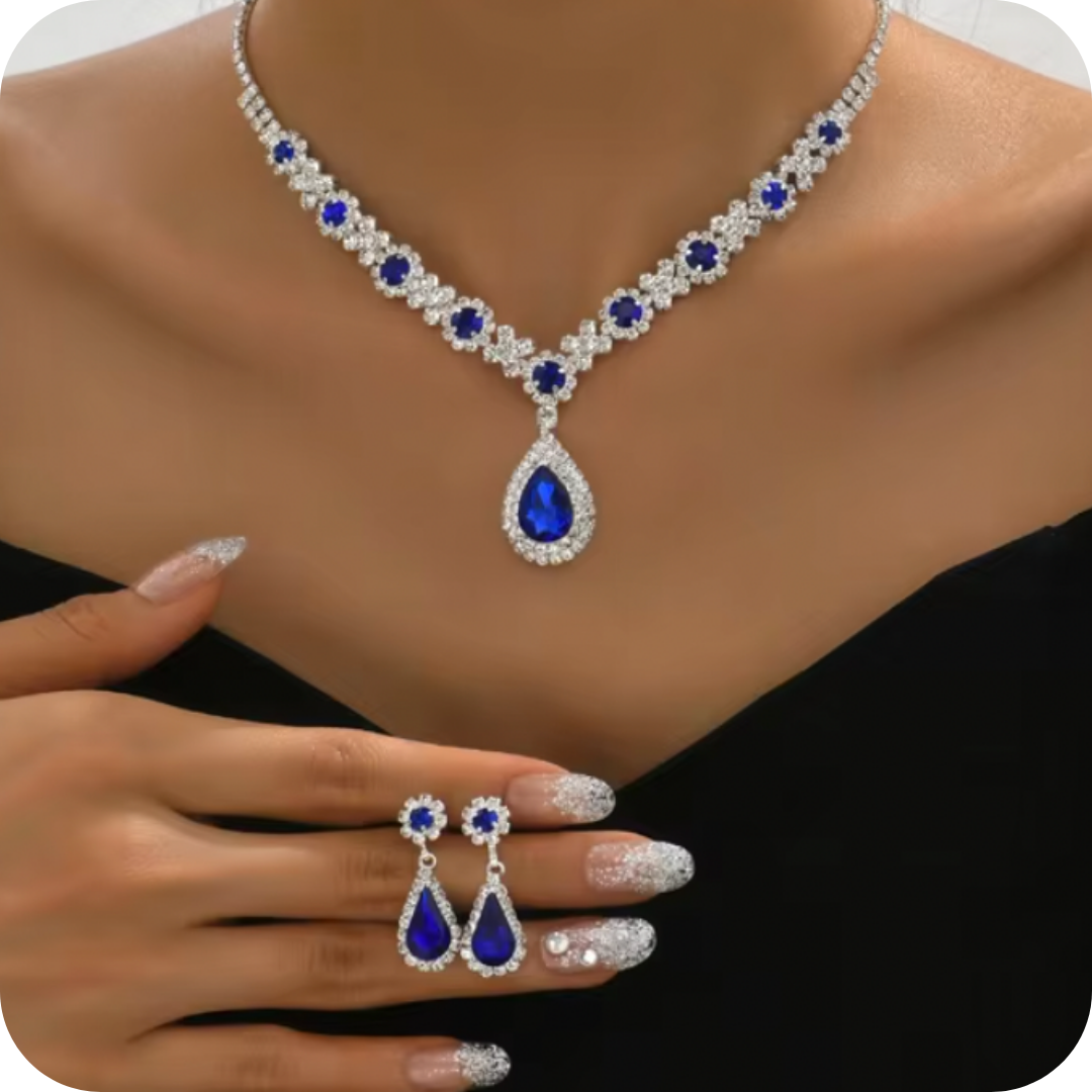 Asha Crystal - Crafted Gemstone Necklace Earring Set For Women