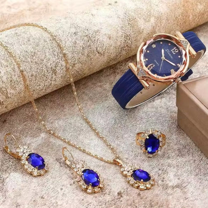 Anatasia Luxury Set - Jewelry Sets For Women Wrist Watch/ Earrings/ Ring/ Pendant