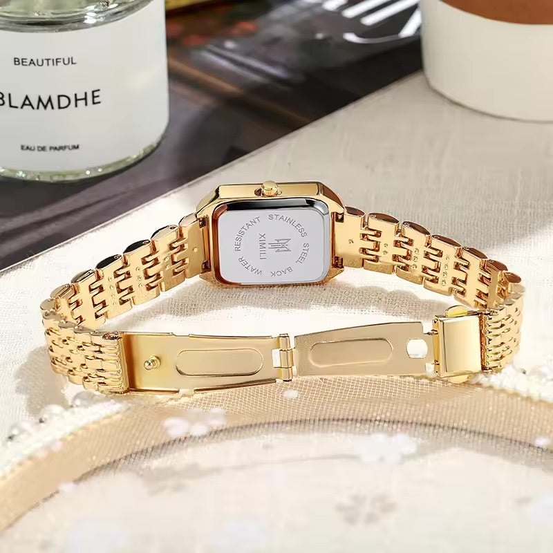 Stainless Steel Strap Watch Women Luxury Gift Quartz Wristwatch Student Fashion Simple Square Quartz Watches