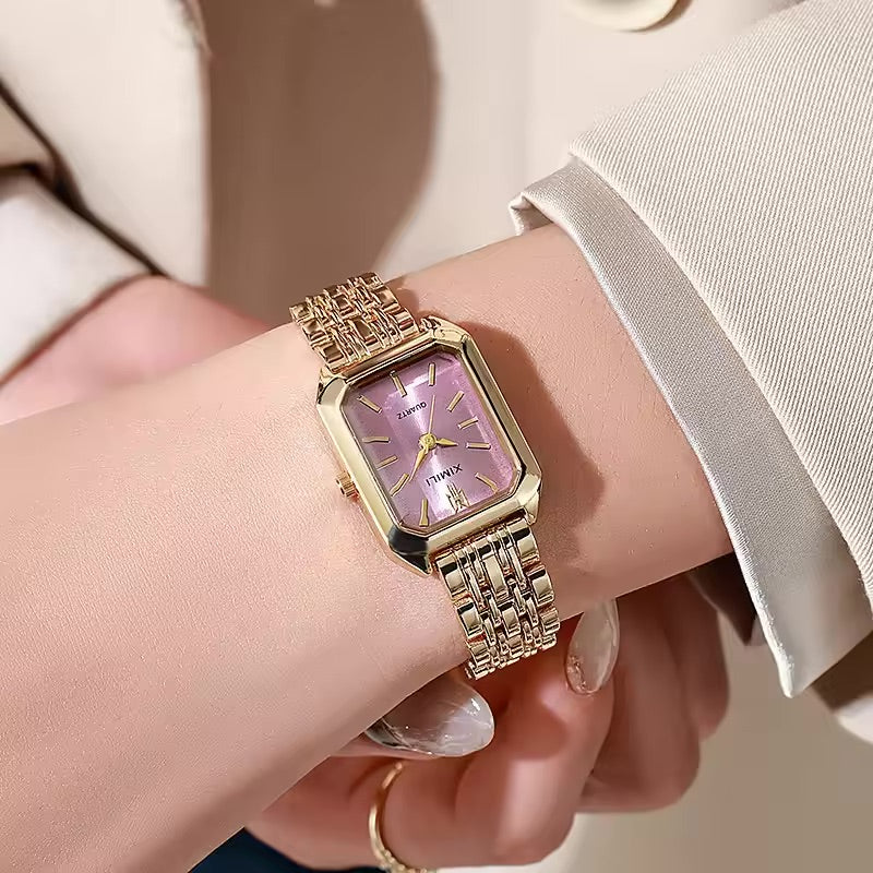 Stainless Steel Strap Watch Women Luxury Gift Quartz Wristwatch Student Fashion Simple Square Quartz Watches