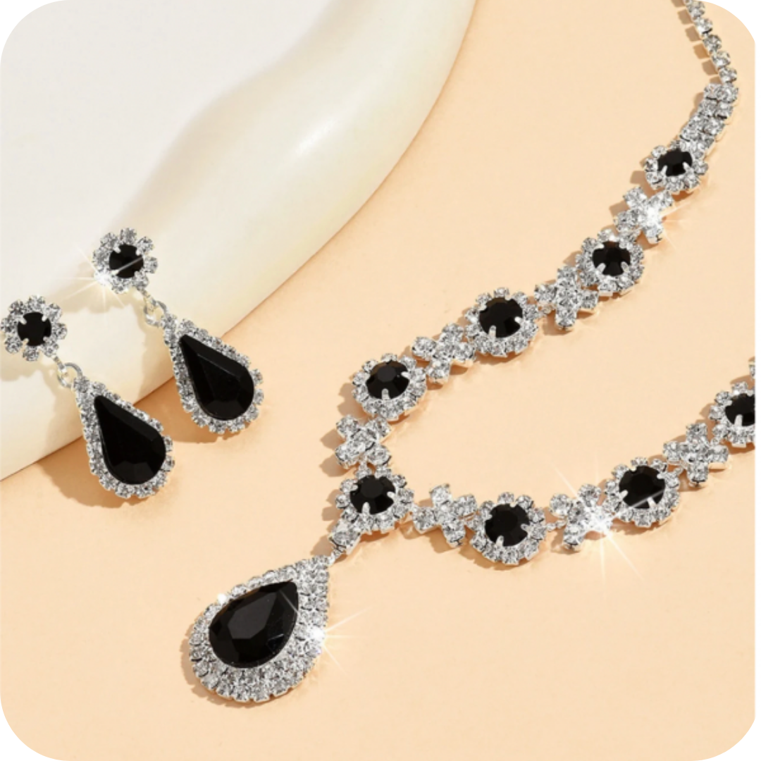 Asha Crystal - Crafted Gemstone Necklace Earring Set For Women