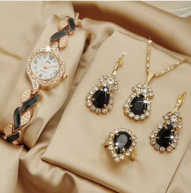 Geneva Luxury Set - Women Watch Hand Jewelry Set Diamond Bracelet Watch