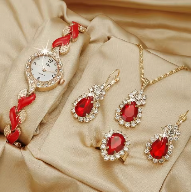 Geneva Luxury Set - Women Watch Hand Jewelry Set Diamond Bracelet Watch