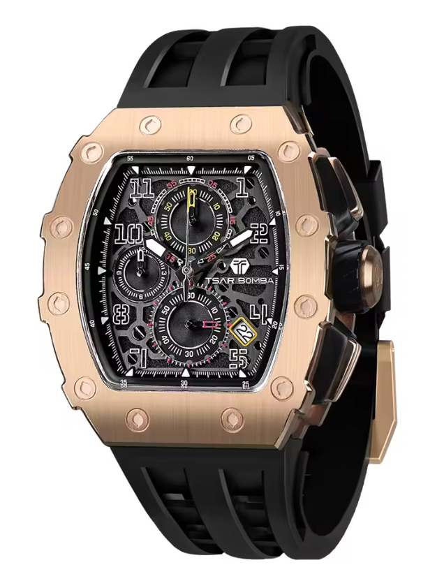 Antonella Watch for Men - Luxury Brand Tonneau Design Waterproof Clock Stainless Steel Wristwatch Fashion Rectangle Mens Watch