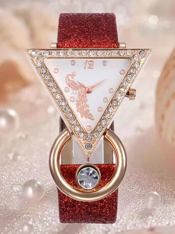Deanna Luxury Set - Women's rhinestone quartz belt watch jewelry set