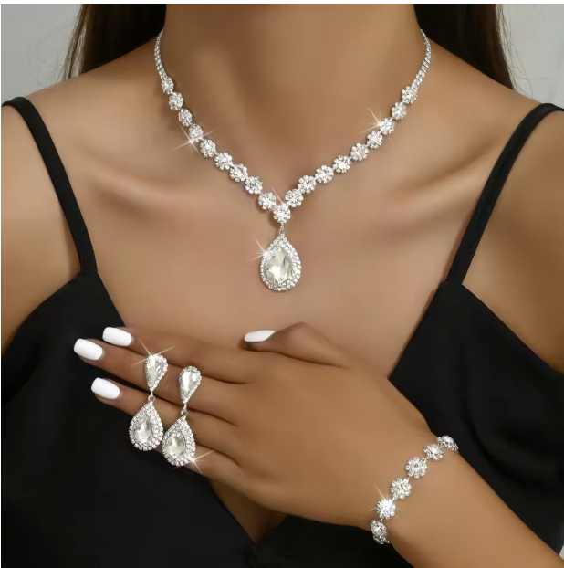Elenora Luxury Chain - Series Sunflower Droplet Pendant Earrings Bracelet Jewelry Set Banquet Party Festival Gift