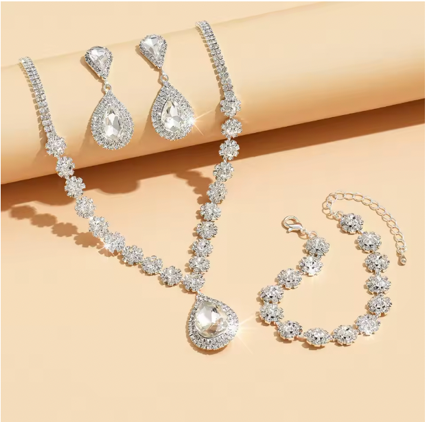 Elenora Luxury Chain - Series Sunflower Droplet Pendant Earrings Bracelet Jewelry Set Banquet Party Festival Gift