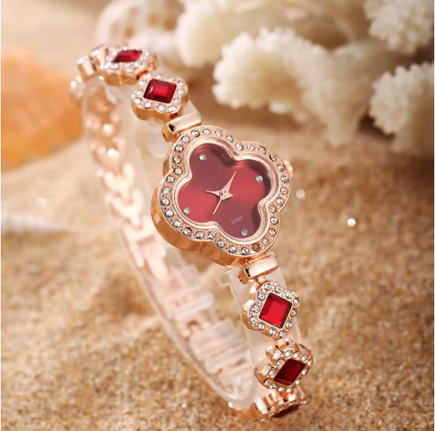 Moonlit Grace Watch Set - 4pcs/set Women's Light Luxury Elegant Quartz Temperament Watch Casual Sports Style Quartz Watch With Bracelet (Box Not Included)