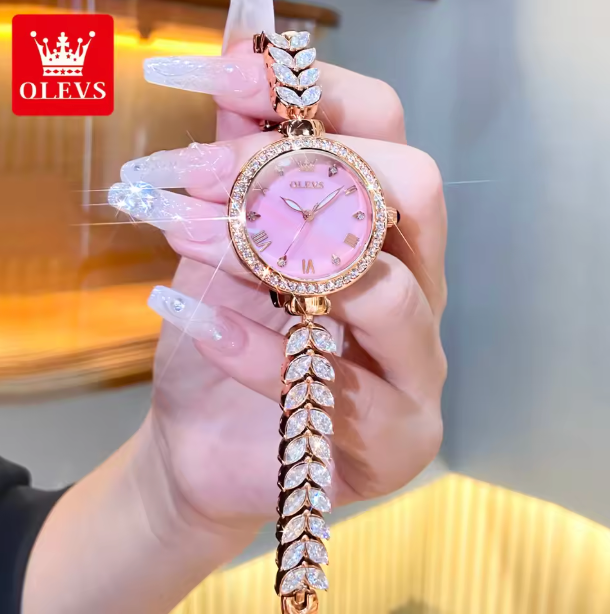 Orchid Élite Luxury Women Watch - Women's Watches Elegant Fashion Original Wristwatch Waterproof Fish Bone Strap Luminous Hand Diamond