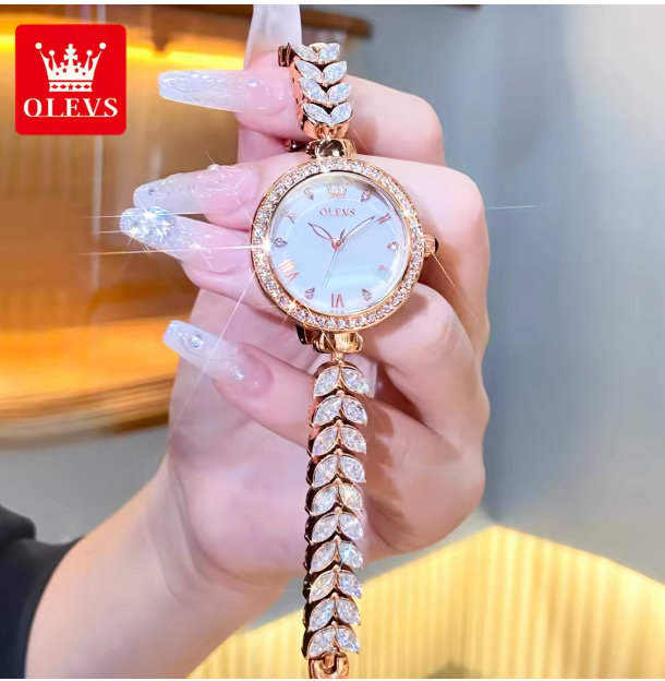 Orchid Élite Luxury Women Watch - Women's Watches Elegant Fashion Original Wristwatch Waterproof Fish Bone Strap Luminous Hand Diamond