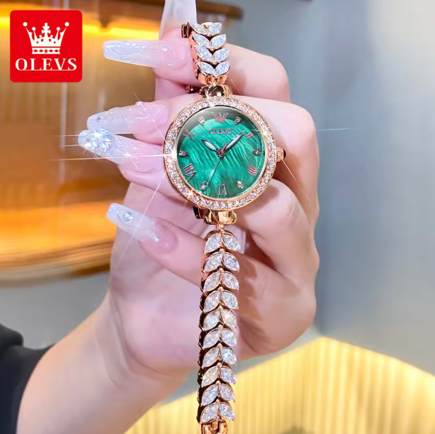 Orchid Élite Luxury Women Watch - Women's Watches Elegant Fashion Original Wristwatch Waterproof Fish Bone Strap Luminous Hand Diamond