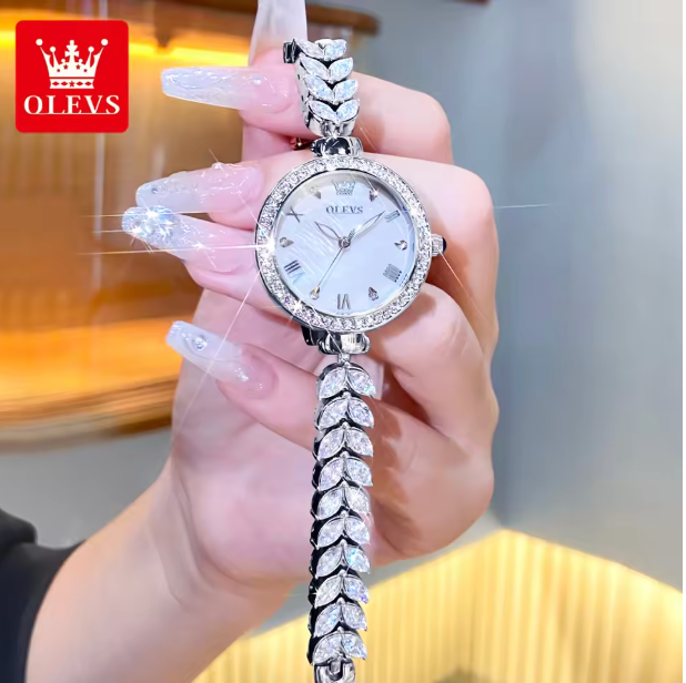Orchid Élite Luxury Women Watch - Women's Watches Elegant Fashion Original Wristwatch Waterproof Fish Bone Strap Luminous Hand Diamond