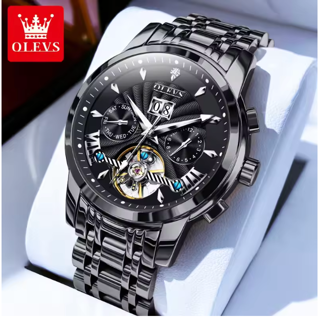 Monarch Chronos Men Luxury Watch - Flywheel Automatic Watch for Men Calendar Display Waterproof Stainless steel High Quality Mechanical Men's Wristwatch