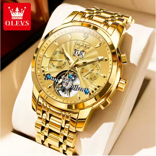 Monarch Chronos Men Luxury Watch - Flywheel Automatic Watch for Men Calendar Display Waterproof Stainless steel High Quality Mechanical Men's Wristwatch