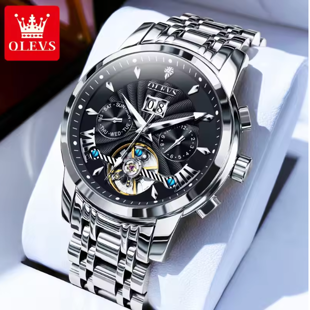 Monarch Chronos Men Luxury Watch - Flywheel Automatic Watch for Men Calendar Display Waterproof Stainless steel High Quality Mechanical Men's Wristwatch
