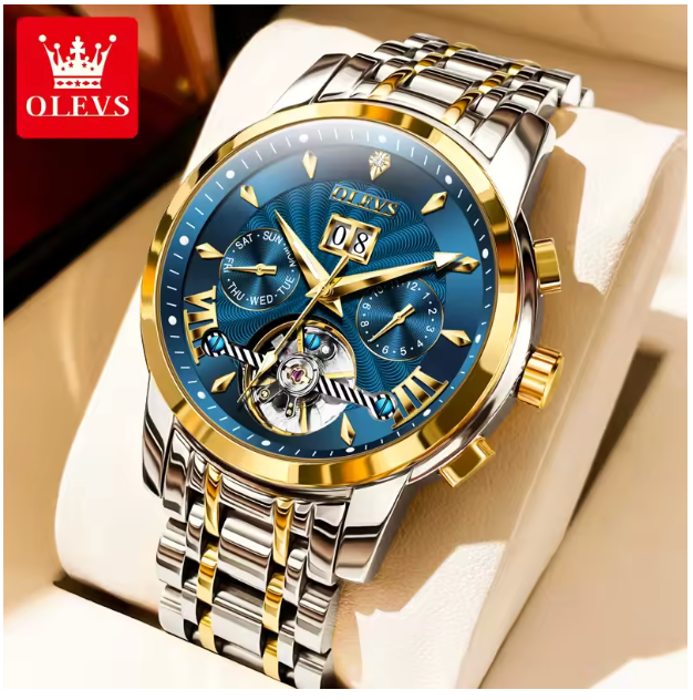 Monarch Chronos Men Luxury Watch - Flywheel Automatic Watch for Men Calendar Display Waterproof Stainless steel High Quality Mechanical Men's Wristwatch