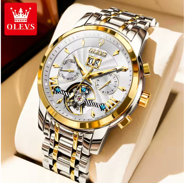 Monarch Chronos Men Luxury Watch - Flywheel Automatic Watch for Men Calendar Display Waterproof Stainless steel High Quality Mechanical Men's Wristwatch