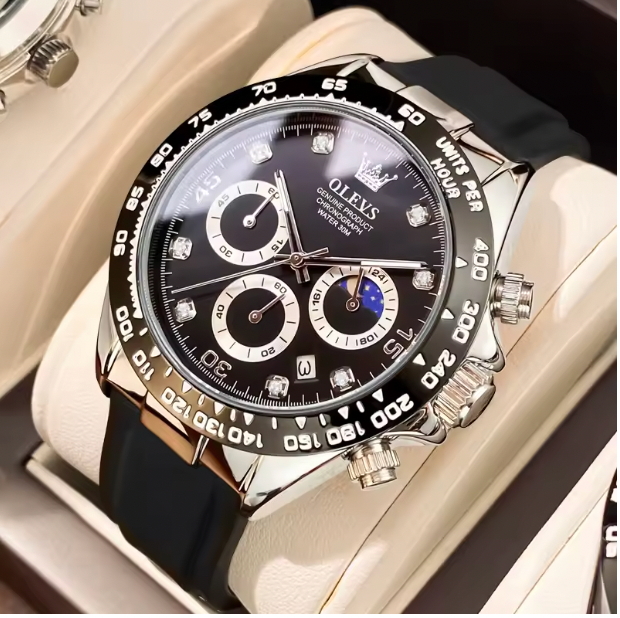 Pinnacle Time Men Luxury Watch - New Luxury Men's Watches Quartz Watch Silicone Sport Date Chronograph Waterproof Luminous Multifunction Men's Quartz Watch