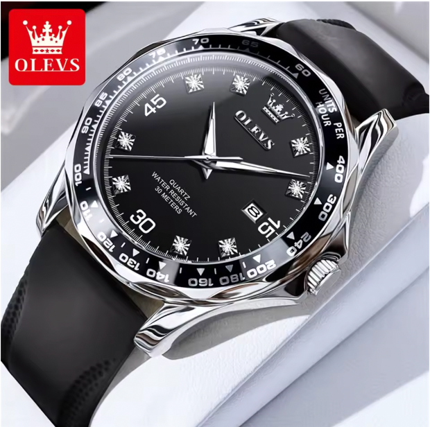 Legacy Meridian Men Luxury Watch - Golden Green Quartz Watch for Men Luxury Brand Diving Waterproof Stainless steel Rubber Strap Men's Watches Original 9988