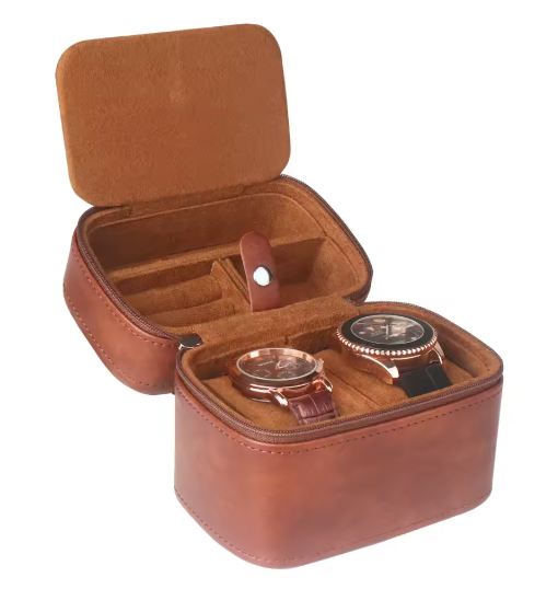 John's Leather Watchbox - Travel Display Case - Accessories Storage box