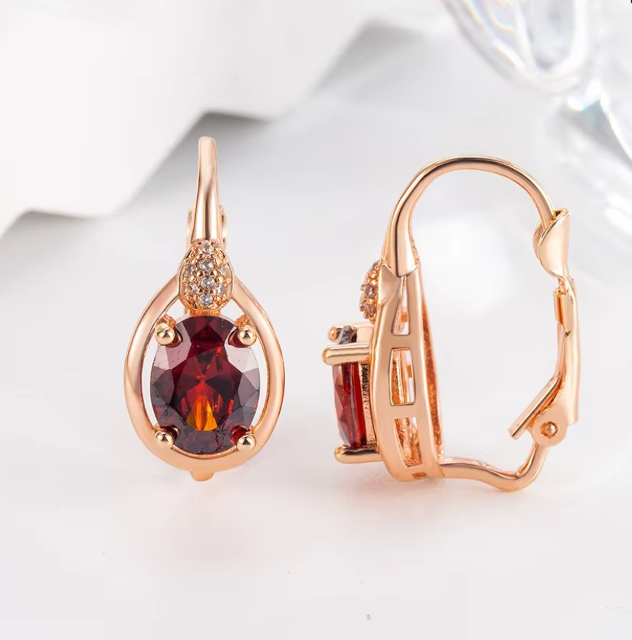 July Majesty - July birthstone - Luxury Peridot Ruby Pendant Earring Bracelet & Ring Set For Women